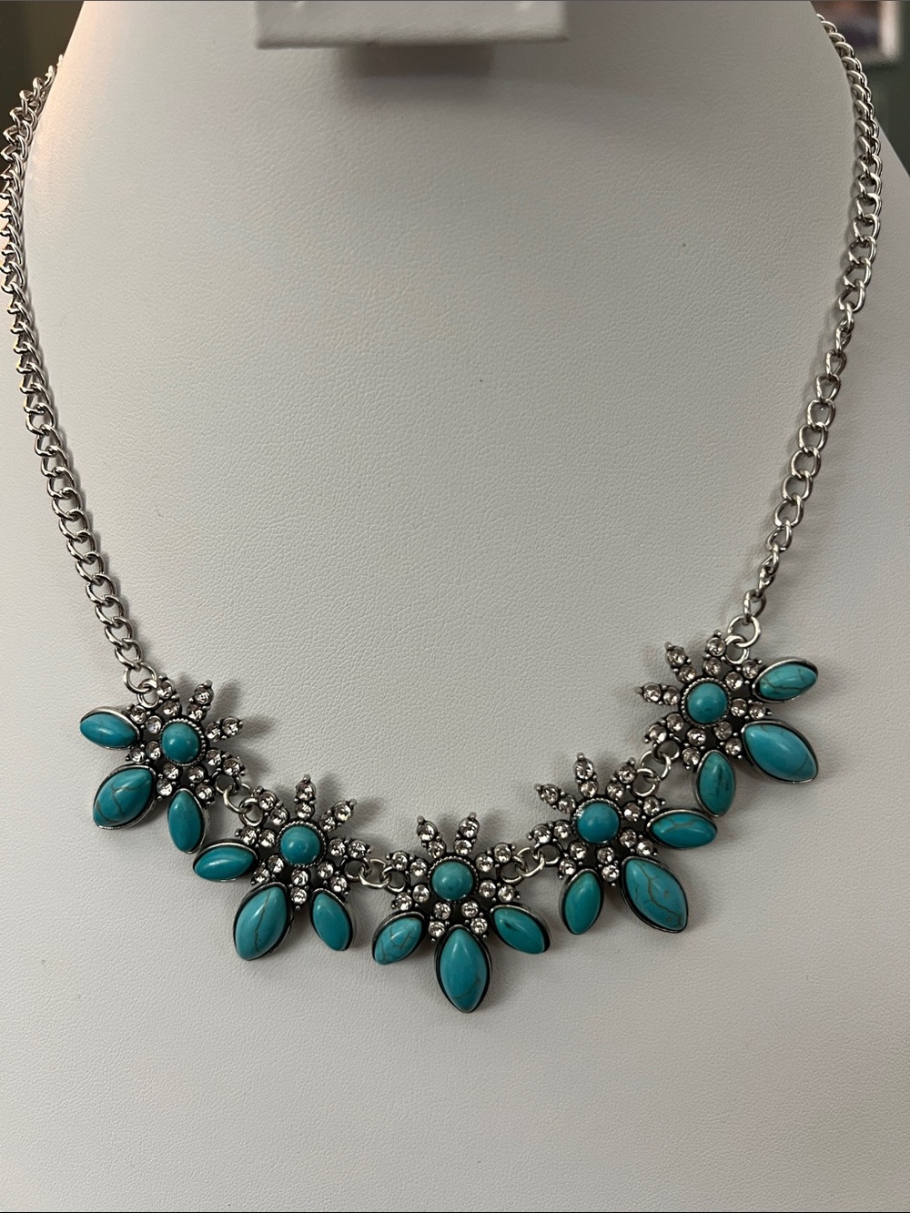 Paparazzi Turquoise Floral Statement Necklace - Women Jewelry